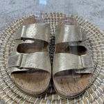 Kork-Ease Women’s Metallic Gold Torreya Slides Sandals Leather Double Buckle 7 Photo 2