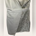 Elle Zeitoune Alexa Silver Sequined Long Sleeve Asymmetrical Mini Dress Size M Size M Photo 9