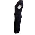 Marine layer Penny Lurex Pleated Midi Dress Women’s Size Medium Black Tie Waist Photo 6