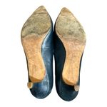 Tory Burch Blue Leather Pointed Toe Kitten Heel with Bow Detailing Photo 7