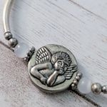 Stretch Bracelet Silver Tone with Cherub Charm Photo 2