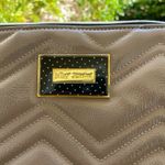 Betsey Johnson Taupe Quilted Clutch Purse Cosmetic Bag NEW NWOT Black Photo 1