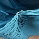 Prom Bridesmaids Dress Women L Blue Twist Sweetheart Fit Flare Lined Sleeveless Size L Photo 8