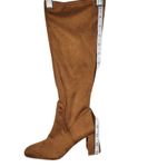 Nordstrom Rack  Tan Suede Square Toe Block‎ Heel Knee High Boots Women Size 5 Photo 3