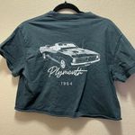 Brandy Melville  Plymouth 1964 Gray Short Sleeve Cropped Boyfriend Shirt Size M Photo 3