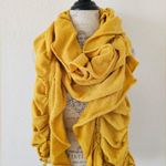 Juicy Couture Mustard Yellow Knit Ruffle Scrunched Adjustable Wool Scarf Photo 0
