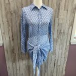Free People Rillo Blue Patterned Shirt Dress Button Front Beachy Womens XS Photo 1