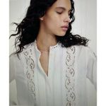 Madewell  Lace-Inset Pintucked Button-Up Top White Photo 1