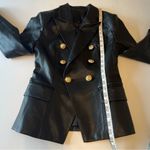 None Faux Leather double breasted fitted blazer jacket, size XS/S, NWOT Photo 8
