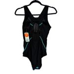 Charmo Swimsuit One Piece Athletic Training Blue Marble UPF 50+ Womens Photo 8