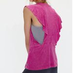 Free People Ryder Tank Femme Ruffle Cinched RacerBack Active Top Boho Pink S/P Photo 3