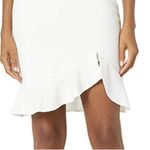 Betsey Johnson Scuba Crepe Faux Wrap Dress White size 10 Ruffle Bridal Summer Photo 1