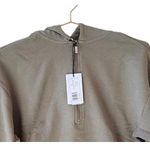 We Wore What NWT Cropped Half Zip Fleece Cotton Hoodie Long Sleeve XS Stone #3980 Photo 2