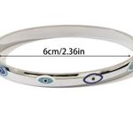 Stainless Steel Evil Eye Bangle Bracelet Silver Photo 1