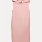 ZARA  Chic Belted Pink Midi Dress Photo 5