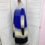 MaxSport Western Colorblock Long Cardigan Sweater Gray Blue Cream Black Large Photo 3