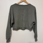 Aerie  Cropped Crewneck Sweater Size XS Oversized Beach Party Sweatshirt Green Photo 5