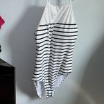 NWT Ralph Lauren Stripe High Neck One Piece Swimsuit 16 Black Photo 5