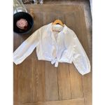 Cara Cara Rumson Top White Button Down Blouse with Tie Front Size Large Photo 4