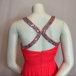 City Triangles  Prom Dress Bright Coral Grecian Formal‎ Gown Beaded Cross Sequins Photo 7