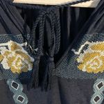 Lucky Brand  Navy Blue Blouse with Yellow Floral Embroidery Photo 7