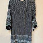 Jia Hao Di Women’s Black Blue Floral Boho Flowy Long Sleeve Mini Dress Small Photo 1