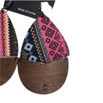 Boutique NWT Wooden Fabric Covered Boho Aztec Dangle Earrings Pink Black Photo 2