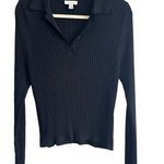 Topshop  Long Sleeve Polo Sweater In Black Size XL Photo 0