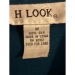 H LOOK Teal Silk Button Up Shirt Top Women's Size M Long Sleeve Collared Green Size M Photo 1
