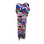 London Style Women's Dress Tea Length Faux Crew-Neck Wrap Cap Sleeve Midi Sz. 18 Photo 7