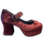 T.U.K. A9441L Tuk Marley Platform Heel Mary Jane Burgundy Crushed Velvet NEW 10 Photo 5