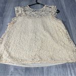 W5 Ivory Cream White Lace Blouse Top; XL; NEW Photo 6