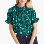 Hill House  Home Kit Top in Emerald Green Botanical Size Medium Photo 0