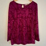 Soft Surroundings  Fuchsia Jacquard Long Sleeve Top Fall Cozy Berry Pink Large Photo 0