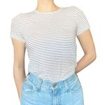 Club Monaco Elevated Basic Neutral Striped Stretch Knot T-Shirt Small Photo 0