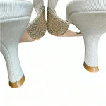 Dior Christian  Nude Chrome Shoes With Crystal On The Side Ribbon Band. Photo 8