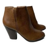 City Classified Ankle Boots Bootie 6 Brown Almond Tow Side Zip Black Heel NEW Photo 0