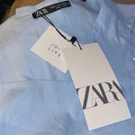 ZARA NWT Women  BLOGGERS FAV Cropped POPLIN Top Blouse Baby Blue XL Photo 8