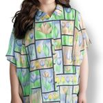 Vintage Allison Daley Pastel Tulip Print Short Sleeve Button Photo 9