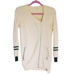 Maje  Academia Silk Wool Asymmetrical Zip Sweater Small Cream Preppy Old Money Photo 0