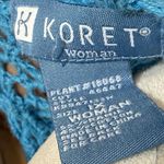 Koret 1X Crochet Knit Pastel Teal Blue Cardigan Sweater Top Boho Beach Whimsy Photo 4