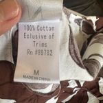 Natori  Brown Floral Short Kaftan Coverup MEDIUM Cotton Vacation Resort Oversize Photo 5