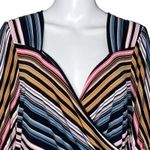 Lane Bryant Lane Bryant Shirt Women 18/20 Multicolor Illusion Stripe Peplum Tunic Faux Wrap Photo 4