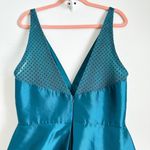 Monique Lhuillier Teal Mesh Formal Gown Sleeveless mesh insert Formal Dress 16 Photo 7