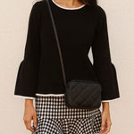 Calvin Klein Womens Black Flare Sleeve Round Neck Gauzy Blouse sz M Preppy Chic Photo 0