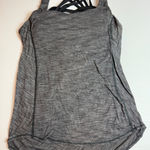 Lululemon Workout Tank Top‎ Sz 4 Gray Heathered Built In Bra Crisscross Back Photo 0