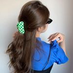 Boutique Y2K Aesthetic Checkerboard Geometric Acetate Hair Claw - Green Photo 4