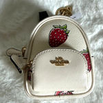 Coach NWT  Mini Court Backpack Bag Charm With Strawberry Print Photo 0