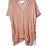 Cupshe  Swim Cover Up Womens OS Knit Stripe V Neck Crochet Short Sleeve Tie Side Photo 1