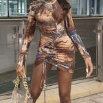 Miss Lola Printed Mesh Dress Photo 0